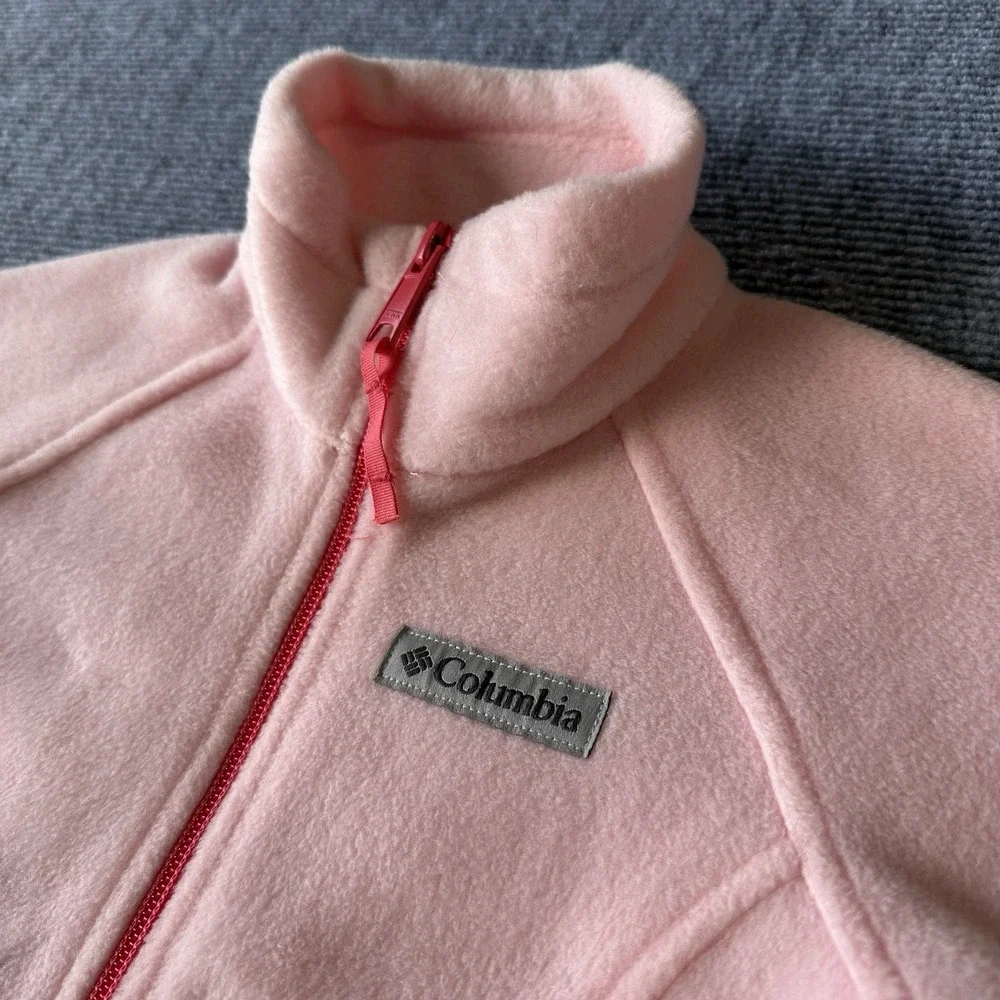 Columbia Girls XXS (4/5) Pink Fleece Jacket Full Zip Long Sleeve Pockets